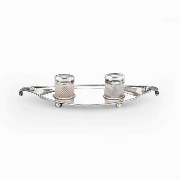 Calamaio. Argento e vetro molato. Londra 1887. Argentiere R.F.&H. entro scudo (non identificato)  - Asta Argenti e Icone - Associazione Nazionale - Case d'Asta italiane