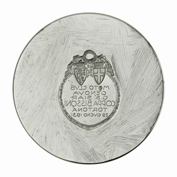 N Moto Club Genova G.S.SiaP Coppa Bissoni Tortona 29 Giugno 1931 50 x 43 mm  - Asta Conii e Punzoni della Storica Fabbrica di Medaglie Lorioli (1919-1950) - Associazione Nazionale - Case d'Asta italiane