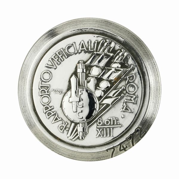 P Rapporto Ufficiale Roma 8 Ottobre A XIII F G CP Morbiducci 41 x 40 mm  - Asta Conii e Punzoni della Storica Fabbrica di Medaglie Lorioli (1919-1950) - Associazione Nazionale - Case d'Asta italiane