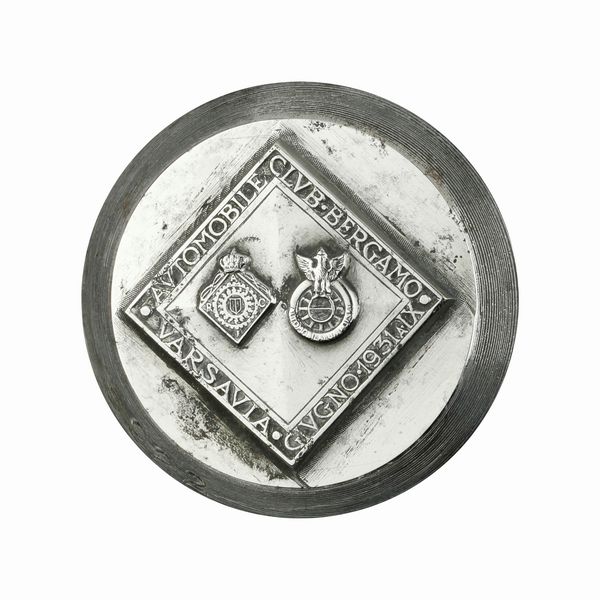 P Automobile Club Bergamo Varsavia Giugno 1931 A IX 42 x 41 mm  - Asta Conii e Punzoni della Storica Fabbrica di Medaglie Lorioli (1919-1950) - Associazione Nazionale - Case d'Asta italiane