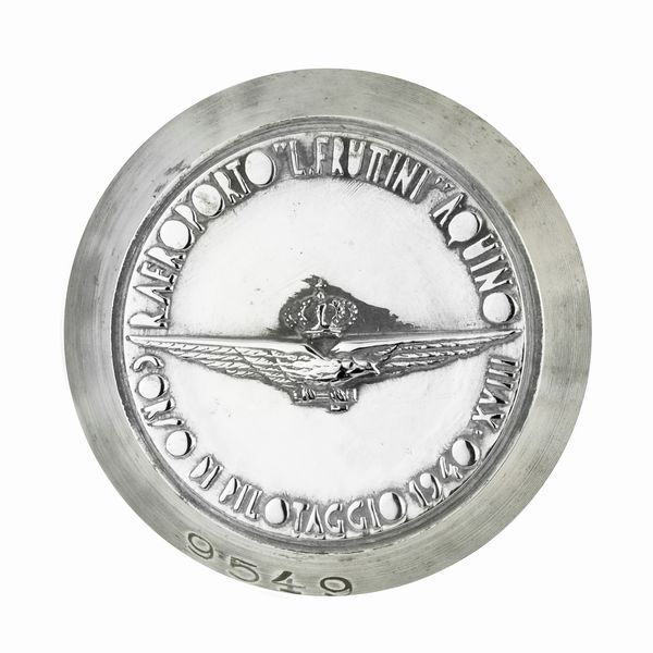 P L'Aeroporto L:Fruttini Aquino Corso Di Pilotaggio 1940 XVIII 56 x 48 mm  - Asta Conii e Punzoni della Storica Fabbrica di Medaglie Lorioli (1919-1950) - Associazione Nazionale - Case d'Asta italiane