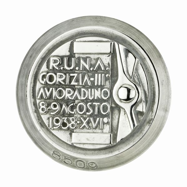 P R.U.N.A. Gorizia Iii° Avioraduno 8-9-Agosto 1938 XVI 41 x 37 mm  - Asta Conii e Punzoni della Storica Fabbrica di Medaglie Lorioli (1919-1950) - Associazione Nazionale - Case d'Asta italiane