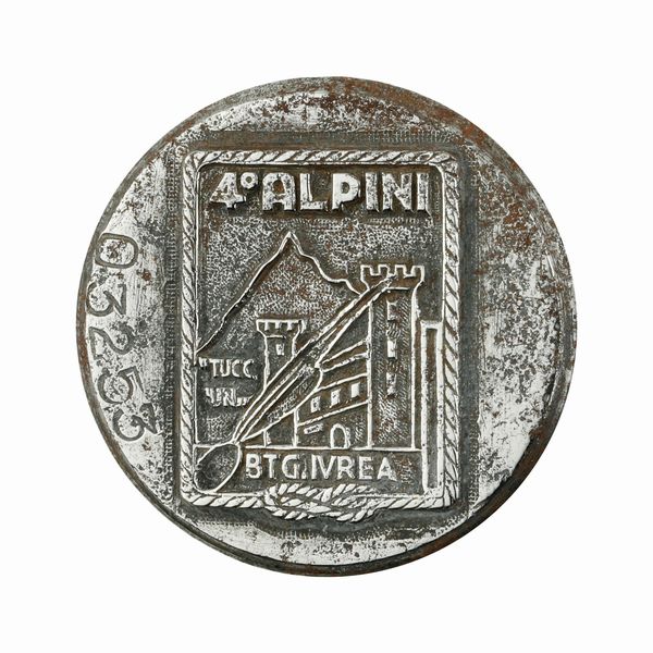 P 4° Alpini Tucc Un Btg Ivrea 36 x 40 mm  - Asta Conii e Punzoni della Storica Fabbrica di Medaglie Lorioli (1919-1950) - Associazione Nazionale - Case d'Asta italiane