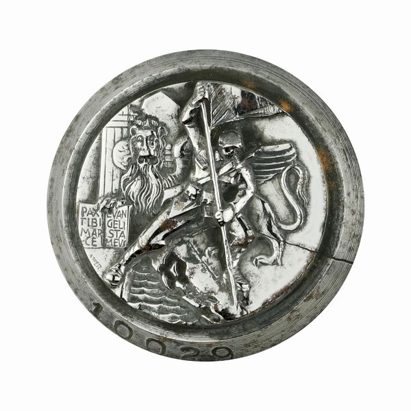 P Pax Tibi Marce Evangelista Meus Affer 40 x 36 mm  - Asta Conii e Punzoni della Storica Fabbrica di Medaglie Lorioli (1919-1950) - Associazione Nazionale - Case d'Asta italiane