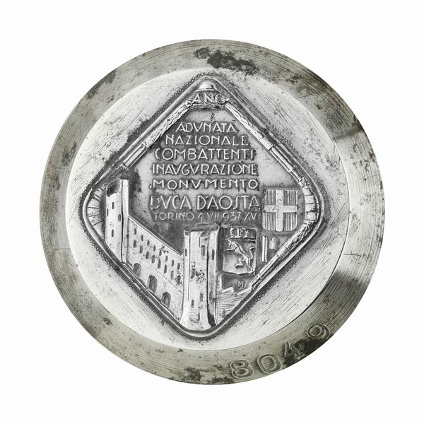P Adunata Nazionale Combattenti Inaugurazione Monumento Duca D'Aosta Torino 4 Vii 1937 Xv 48 x 37 mm  - Asta Conii e Punzoni della Storica Fabbrica di Medaglie Lorioli (1919-1950) - Associazione Nazionale - Case d'Asta italiane