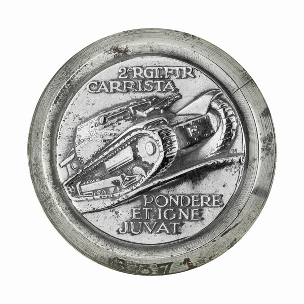 P 2º RGT FTR CARRISTA PONDERE ET -GNE JUVAV' 41 x 37 mm  - Asta Conii e Punzoni della Storica Fabbrica di Medaglie Lorioli (1919-1950) - Associazione Nazionale - Case d'Asta italiane