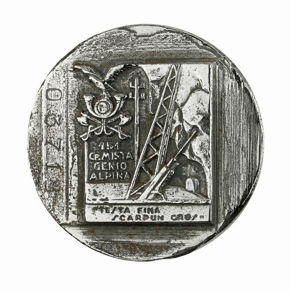 P 151 CP Mista Genio Alpino Testa Fina Scarpun Gros 46 x 44 mm  - Asta Conii e Punzoni della Storica Fabbrica di Medaglie Lorioli (1919-1950) - Associazione Nazionale - Case d'Asta italiane