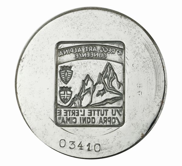 N 4° Regg.Art.Alpina Cuneense Su Tutte L'Erte E Sora Ogni Cima 63 x 47 mm  - Asta Conii e Punzoni della Storica Fabbrica di Medaglie Lorioli (1919-1950) - Associazione Nazionale - Case d'Asta italiane