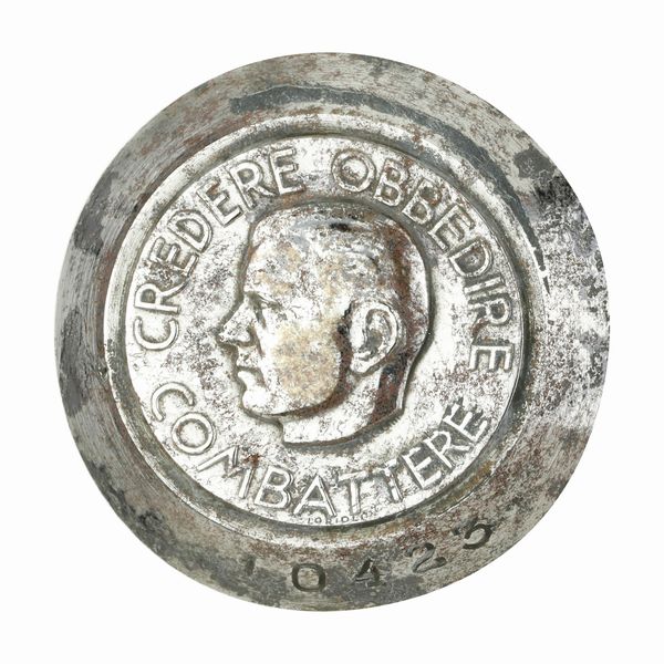 P Profilo Credere Obbedire Combattere Lorioli 46 x 39 mm  - Asta Conii e Punzoni della Storica Fabbrica di Medaglie Lorioli (1919-1950) - Associazione Nazionale - Case d'Asta italiane