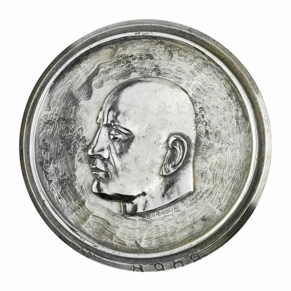 P Profilo Di Benito Mussolini 66 x 54 mm  - Asta Conii e Punzoni della Storica Fabbrica di Medaglie Lorioli (1919-1950) - Associazione Nazionale - Case d'Asta italiane