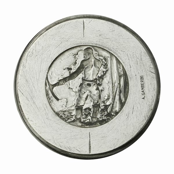 N Lavoratore Con Piccone (Mussolini) 51 x 31 mm  - Asta Conii e Punzoni della Storica Fabbrica di Medaglie Lorioli (1919-1950) - Associazione Nazionale - Case d'Asta italiane