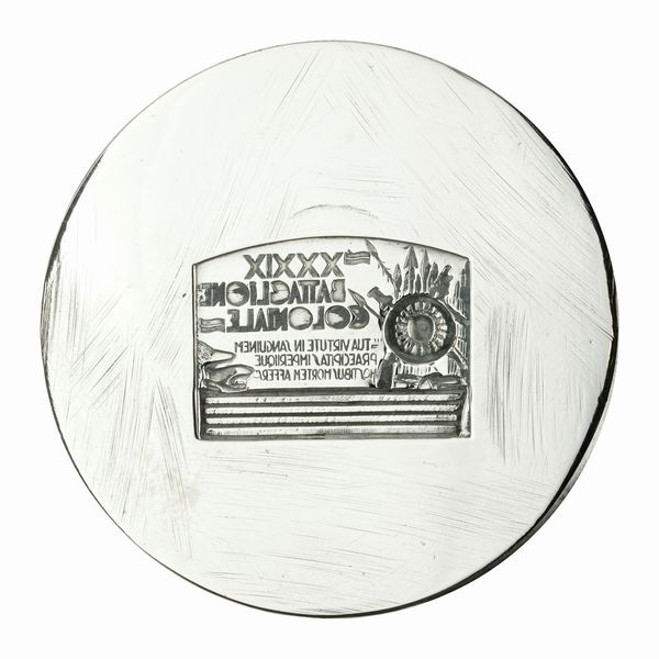 N XXXIX Battaglione Coloniale Tua Virtute In Sanguinem Praecipitas Imperiique................62 x 48 mm  - Asta Conii e Punzoni della Storica Fabbrica di Medaglie Lorioli (1919-1950) - Associazione Nazionale - Case d'Asta italiane