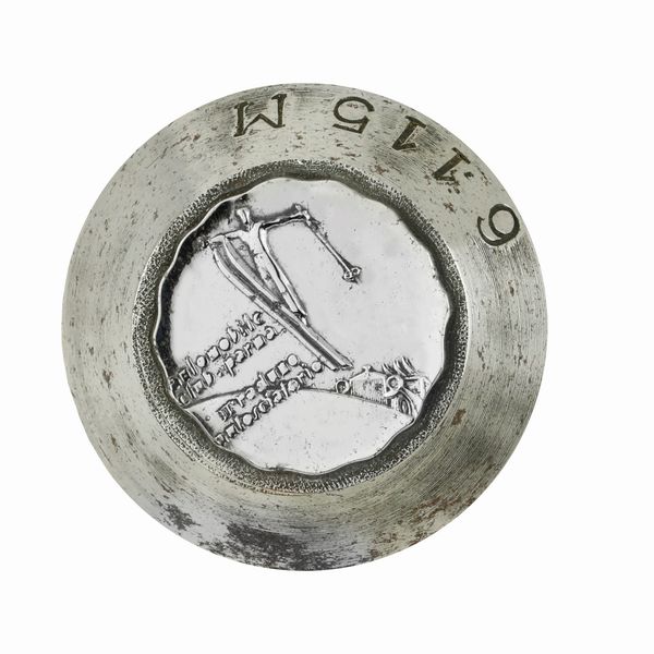 P Automobile club Parma II raduno autosciatorio 32 x 32 mm  - Asta Conii e Punzoni della Storica Fabbrica di Medaglie Lorioli (1919-1950) - Associazione Nazionale - Case d'Asta italiane