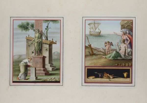 Michelangelo Maestri : Mito di Atena, Infanzia di Dionisio, Scena di sacrificio, Labbandono di Arianna a Nasso  - Asta Dipinti Antichi - Associazione Nazionale - Case d'Asta italiane