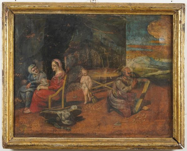 Scuola del XVIII secolo Sacra Famiglia con Sant'Anna  - Asta Dipinti Antichi - Associazione Nazionale - Case d'Asta italiane