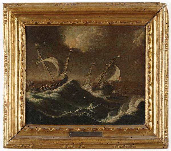 Scuola del XVIII secolo Marina in tempesta  - Asta Dipinti Antichi - Associazione Nazionale - Case d'Asta italiane