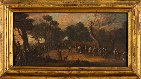 Scuola del XVII secolo Paesaggio con figure  - Asta Dipinti Antichi - Associazione Nazionale - Case d'Asta italiane