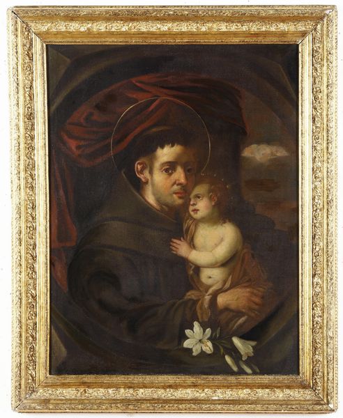 Scuola del VII secolo Sant'Antonio da Padova  - Asta Dipinti Antichi - Associazione Nazionale - Case d'Asta italiane