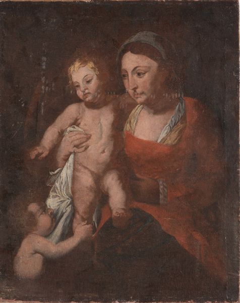 Scuola del XVII/XVIII secolo Madonna con Bambino e San Giovannino  - Asta Dipinti Antichi - Associazione Nazionale - Case d'Asta italiane