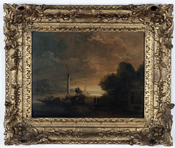 Christian Hilfgott Brand : Paesaggi costieri con imbarcazioni e figure  - Asta Dipinti Antichi - Associazione Nazionale - Case d'Asta italiane