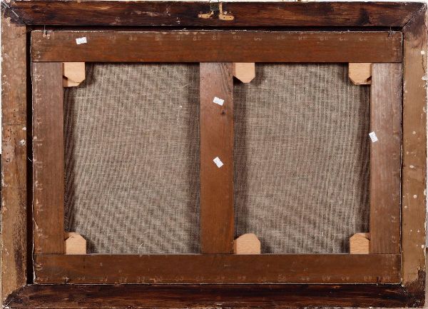 Scuola del XVIII secolo Veduta con veliero e architetture  - Asta Dipinti Antichi - Associazione Nazionale - Case d'Asta italiane