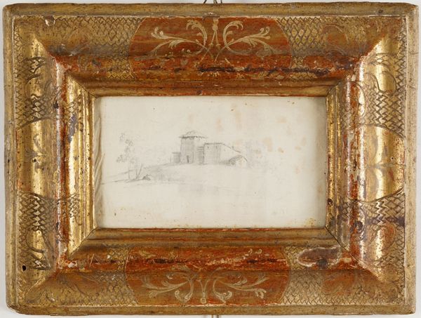 Anonimo del XVIII secolo Paesaggio con casolari  - Asta Dipinti Antichi - Associazione Nazionale - Case d'Asta italiane