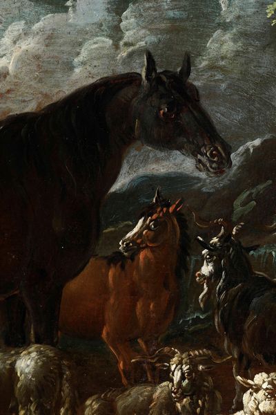 Philipp Peter Roos detto Rosa Da Tivoli : Paesaggio con pastori e armenti  - Asta Dipinti Antichi - Associazione Nazionale - Case d'Asta italiane