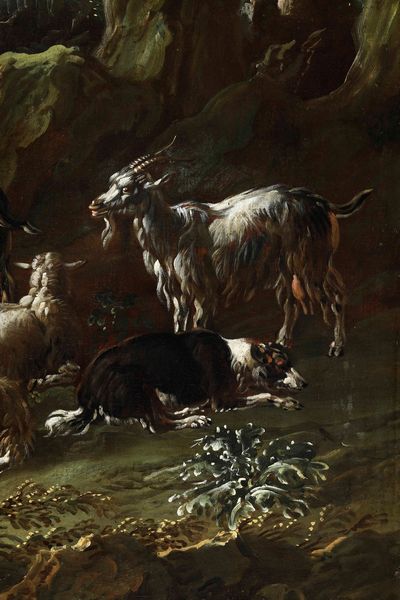 Philipp Peter Roos detto Rosa Da Tivoli : Paesaggio con pastori e armenti  - Asta Dipinti Antichi - Associazione Nazionale - Case d'Asta italiane
