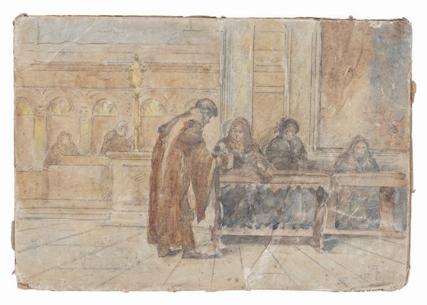 Scuola del XIX secolo Scena con frate e devote  - Asta Dipinti Antichi - Associazione Nazionale - Case d'Asta italiane