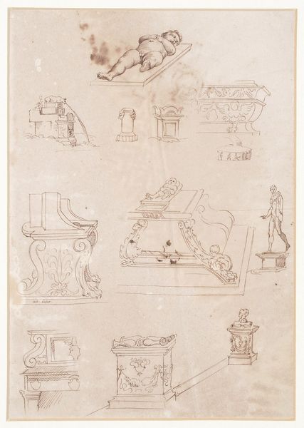 Scuola del XVIII/XIX secolo Studi per monumento funerario  - Asta Dipinti Antichi - Associazione Nazionale - Case d'Asta italiane