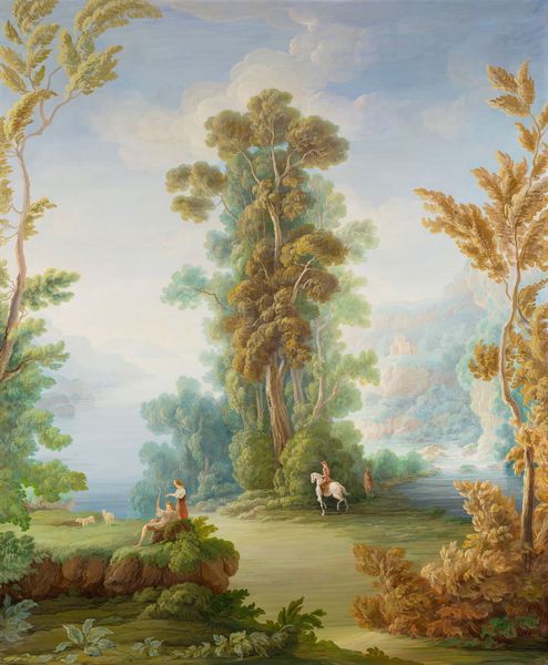 Scuola del XIX secolo Paesaggio fluviale con pastori e uomo a cavallo  - Asta Dipinti Antichi - Associazione Nazionale - Case d'Asta italiane