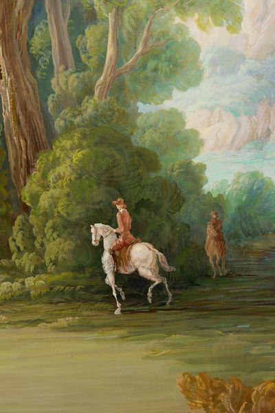 Scuola del XIX secolo Paesaggio fluviale con pastori e uomo a cavallo  - Asta Dipinti Antichi - Associazione Nazionale - Case d'Asta italiane