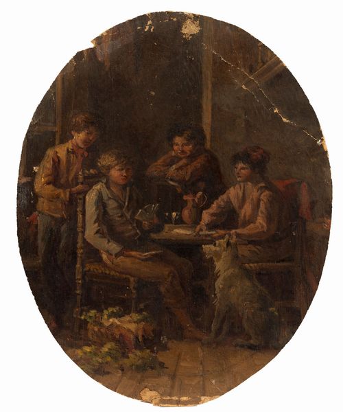 Scuola del XIX secolo Scena di genere in un interno  - Asta Dipinti Antichi - Associazione Nazionale - Case d'Asta italiane