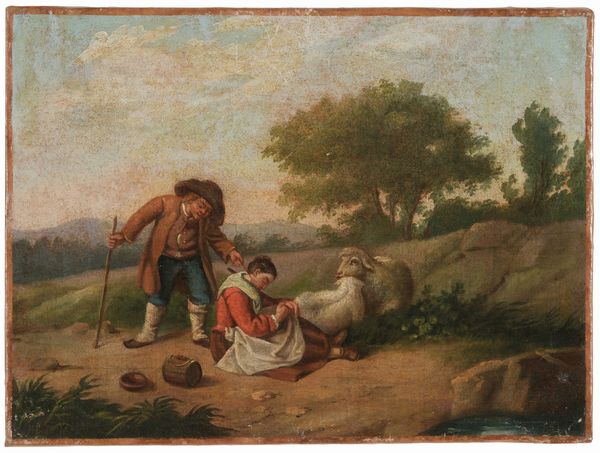 Scuola del XIX secolo Paesaggio con pastori e armenti  - Asta Dipinti Antichi - Associazione Nazionale - Case d'Asta italiane