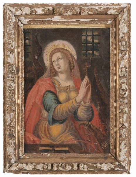 Scuola del XVII secolo Santa Margherita di Antiochia  - Asta Dipinti Antichi - Associazione Nazionale - Case d'Asta italiane