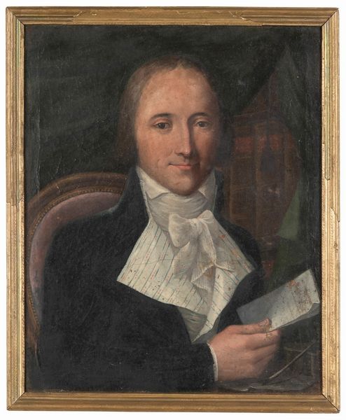 Scuola della fine del XVIII secolo Ritratto di gentiluomo nello studio  - Asta Dipinti Antichi - Associazione Nazionale - Case d'Asta italiane
