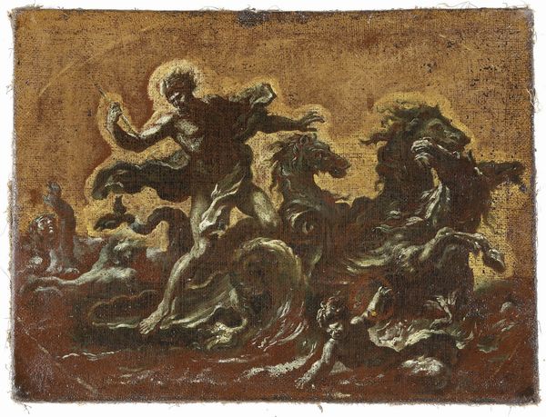 Scuola napoletana della seconda met del XVII secolo Nettuno  - Asta Dipinti Antichi - Associazione Nazionale - Case d'Asta italiane