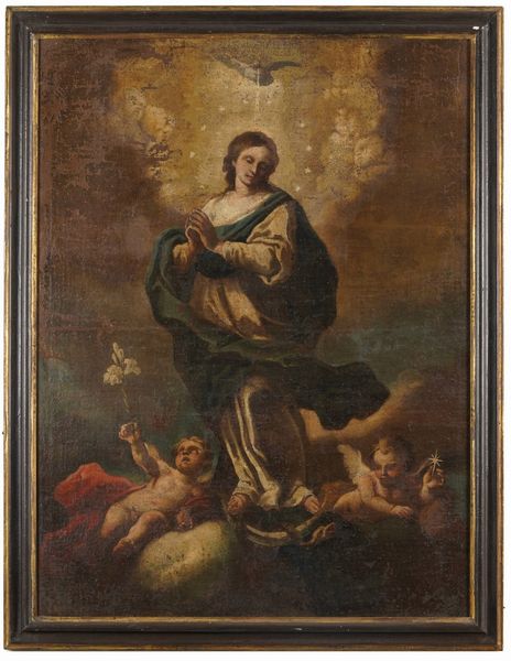 Scuola napoletana del XVIII secolo Vergine Immacolata  - Asta Dipinti Antichi - Associazione Nazionale - Case d'Asta italiane