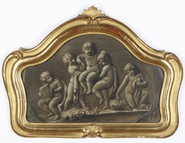 Scuola del XVIII secolo Figure di putti  - Asta Dipinti Antichi - Associazione Nazionale - Case d'Asta italiane