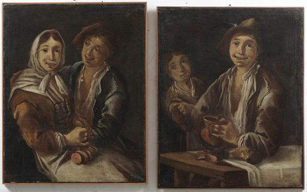 Giacomo Francesco Cipper detto il Todeschini : Scene di genere con pitocchi  - Asta Dipinti Antichi - Associazione Nazionale - Case d'Asta italiane