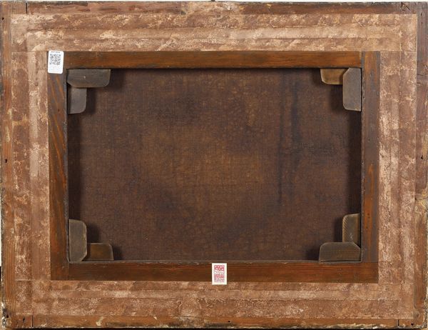 Scuola italiana del XVII secolo Natura in posa con anguria, coltello e cesto di fichi  - Asta Dipinti Antichi - Associazione Nazionale - Case d'Asta italiane