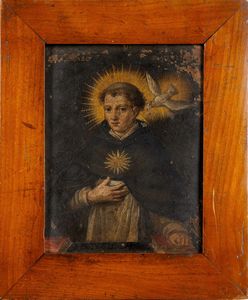Scuola del XVIII secolo San Tommaso d'Aquino  - Asta Dipinti Antichi - Associazione Nazionale - Case d'Asta italiane