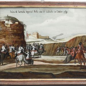 Scuola del XVIII secolo Paesaggi con soldati  - Asta Dipinti Antichi - Associazione Nazionale - Case d'Asta italiane