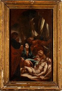 Scuola del XVIII secolo Compianto sul Cristo morto  - Asta Dipinti Antichi - Associazione Nazionale - Case d'Asta italiane