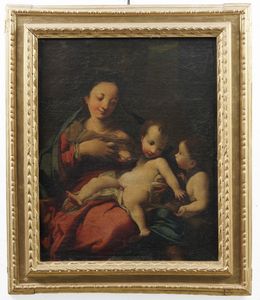 Antonio Allegri detto il Correggio : Madonna del latte con Bambino e San Giovannino  - Asta Dipinti Antichi - Associazione Nazionale - Case d'Asta italiane