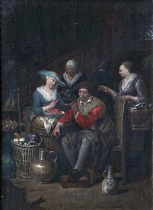 Jan Baptist Lambrechts - Scena di mercato in un interno