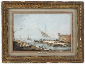 Francesco Guardi : Vedute della laguna con figure  - Asta Dipinti Antichi - Associazione Nazionale - Case d'Asta italiane