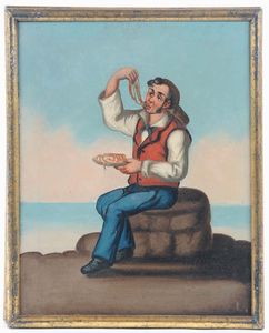 Scuola del XIX secolo Scene napoletane  - Asta Dipinti Antichi - Associazione Nazionale - Case d'Asta italiane