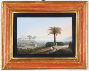 Scuola del XIX secolo Vedute di citt del sud Italia  - Asta Dipinti Antichi - Associazione Nazionale - Case d'Asta italiane