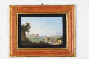 Scuola del XIX secolo Vedute di citt del sud Italia  - Asta Dipinti Antichi - Associazione Nazionale - Case d'Asta italiane